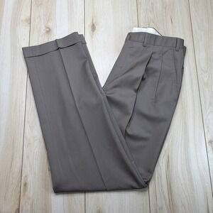 Ermenegildo Zegna Men's 100% Wool Pleated Dress Pants Brown Size 35x33 Portugal